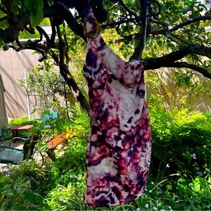 Jaded London- Pink Tie Dye Print One Shoulder Ruched Mini Dress